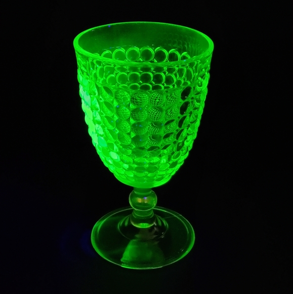VINTAGE uranium glass goblet EUC
